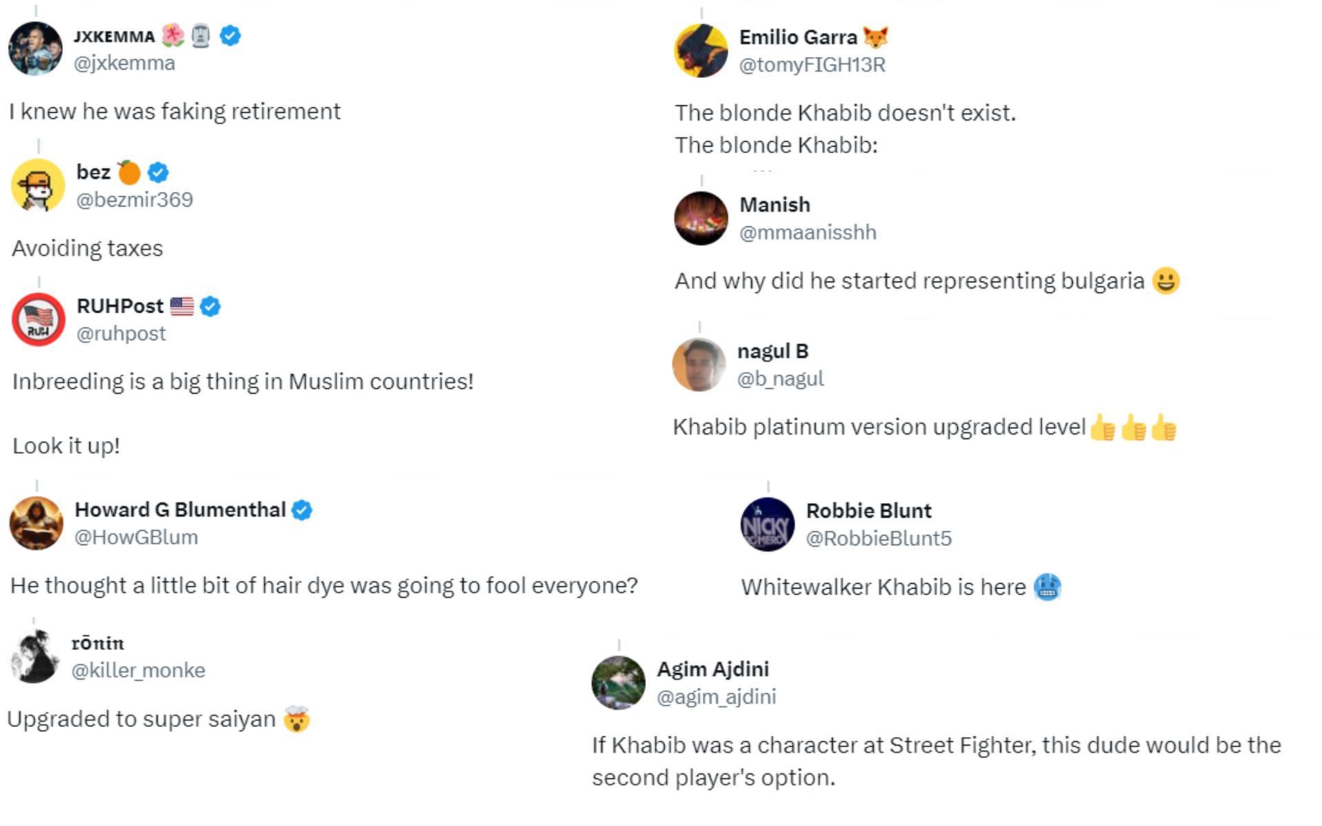 Screenshots of tweets